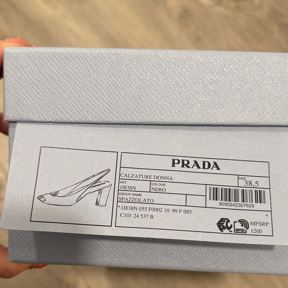 Prada Glossy Black Slingback Heels - Picture 2 of 3
